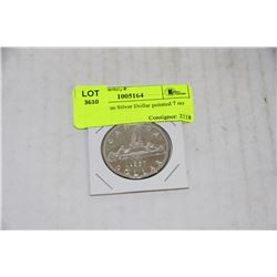 1957 CANADIAN SILVER DOLLAR, POINTED 7, NO WATER