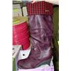 Image 1 : BURGANDY KNEE HIGH DRESS BOOTS - APPROX SIZE 9