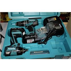 NEW MAKITA CORDLESS DRILL SET WITH 2 BATTERIES &