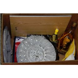 BOX OF STUFF INCLUDING WELDING GLOVES, T-SHIRT,