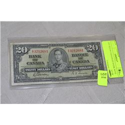 1937 $20.00 CANADIAN BANK NOTE