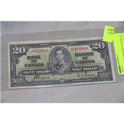1937 $20.00 CANADIAN BANK NOTE