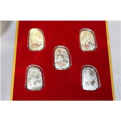 5 PIECE YEAR OF THE RABBIT ELECTROPLATED COIN SET