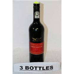 3 BOTTLES OF RED LABEL CABERNET
