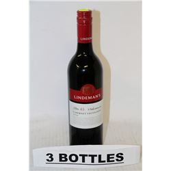 3 BOTTLES OF LINDMANNS CABERNET SAUVIGNON