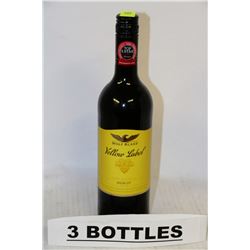 3 BOTTLES OF YELOW LABEL MERLOT