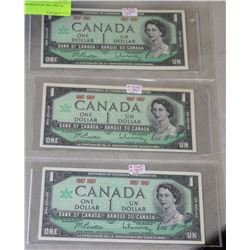 1967 CENTENNIAL 1 DOLLAR BANKNOTES X3