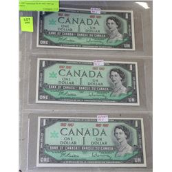1967 CENTENNIAL 1 DOLLAR BANKNOTES X3