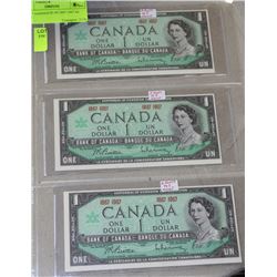 1967 CENTENNIAL 1 DOLLAR BANKNOTES X3
