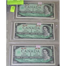 1967 CENTENNIAL 1 DOLLAR BANKNOTES X3