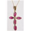 Image 1 : #2-14K GOLD RUBY (2.0CT) & DIAMOND CROSS PENDANT