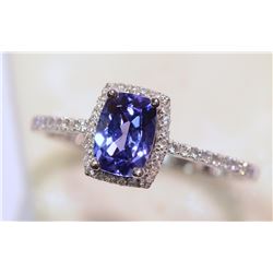 #13-10K WHITE GOLD TANZANITE & DIAMOND (0.30CT)