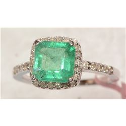 #22-14K WHITE GOLD EMERALD (1.60CT) & DIAMOND