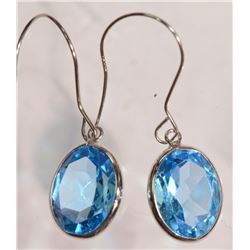 #28-14K WHITE GOLD BLUE TOPAZ EARRINGS