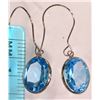 Image 2 : #28-14K WHITE GOLD BLUE TOPAZ EARRINGS