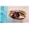 Image 2 : #32-10K GOLD GARNET & DIAMOND (0.15CT) RING