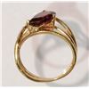 Image 3 : #32-10K GOLD GARNET & DIAMOND (0.15CT) RING