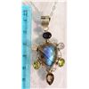 Image 2 : #43-STERLING SILVER LABORONITE & GEMSTONE PENDANT