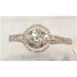 #44-14K WHITE GOLD DIAMOND (1.09CT) RING WITH 90