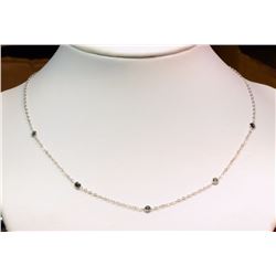 #45-10K WHITE GOLD BLUE DIAMOND (0.80CT) NECKLACE