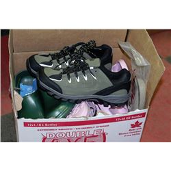 BOX OF MENS AND WOMENS SHOES INCLUDING CROC LIKE