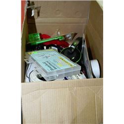 BOX OF ASSORTED ELECTRICAL ITEMS INCLUDING A