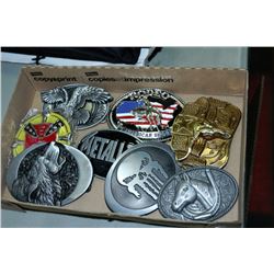 BOX OF 8 COLLECTIBLE BELT BUCKLES