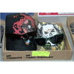 BOX OF FASHION HATS AND SUNGLASSES