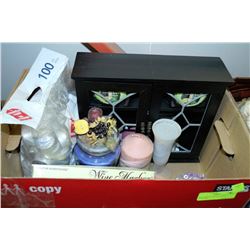BOX W/NEW CANDLES, WAX BURNERS,