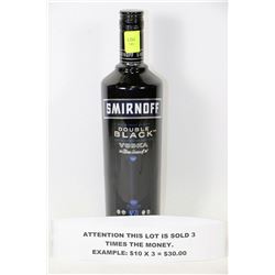 750ML BOTTLE OF SMIRNOFF DOUBLE BLACK VODKA 40% X3