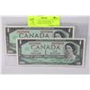 Image 1 : GEM UNC 1967 CENTENNIAL $1 NOTES CONSECUTIVE S/NX2