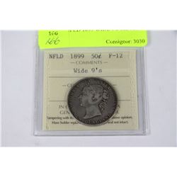 SCARCE NFLD 1899 WIDE 9'S SILVER 50 CENT