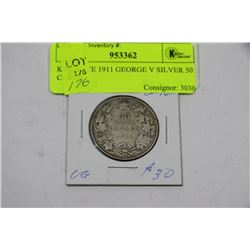 KEY DATE 1911 GEORGE V SILVER 50 CENTS