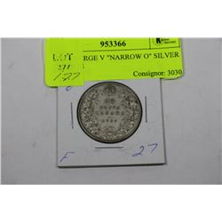 1920 GEORGE V "NARROW O" SILVER 50 CENTS