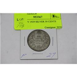 GEORGE V 1929 SILVER 50 CENTS