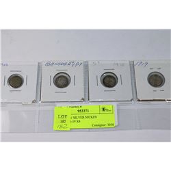 GEORGE V SILVER NICKELS 1916-17-18-19 X4