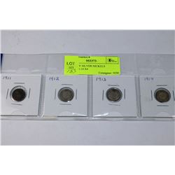 GEORGE V SILVER NICKELS 1911-12-13-14 X4