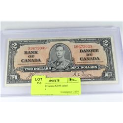 1937 BANK OF CANADA $2.00 CASED COYNE/TOWERS