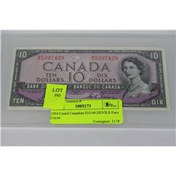 1954 CASED CANADIAN $10.00 DEVILS FACE COYNE/TOWER