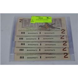 1986 BIRD SERIES $2.00 UNCIRCULATED X5