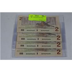 1986 BIRD SERIES $2.00 UNCIRCULATED X4