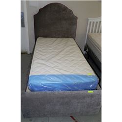NEW GREY FABRIC SINGLE BEDFRAME