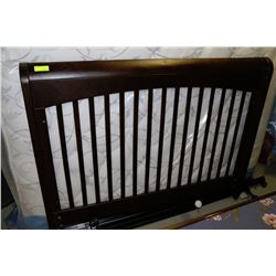 SOLID WOOD DOUBLE HEADBOARD WITH METAL RAILS