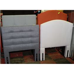 FIVE ASSORTED SINGLE PADDED HEADBOARDS
