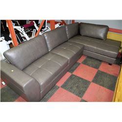 NEW GREY LEATHERETTE "L-SHAPED" SECTIONAL