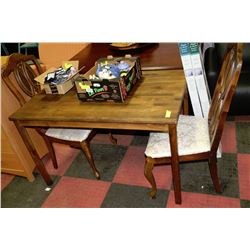 RUSTIC WOOD DINING TABLE & 2 CHAIRS