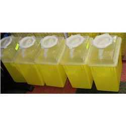 LOT OF 5 BIOHAZARD SHARPS COLLECTORS