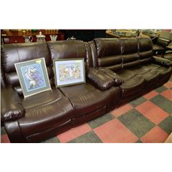 NEW BROWN LEATHERETTE RECLINING SOFA & LOVE SEAT