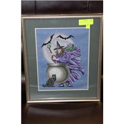 NEEDLEPOINT WITCH PICTURE