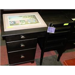 NEW WOOD SLATE FINISH DESK WITH CHAIR